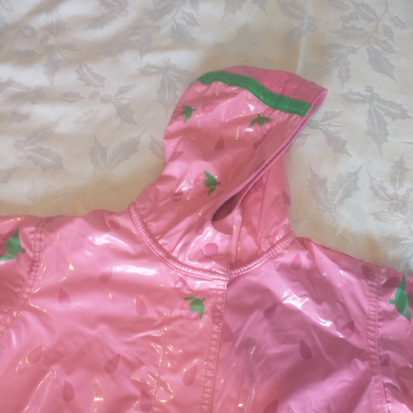 Driplets Jacket Girls 3T Raincoat Snap Button Strawberry All Over Print Lined - Picture 6 of 13